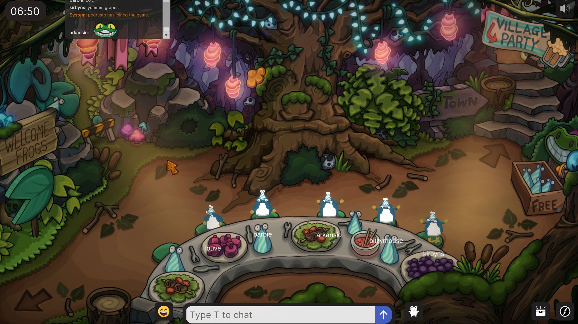 frog paradise forest room during alpha party